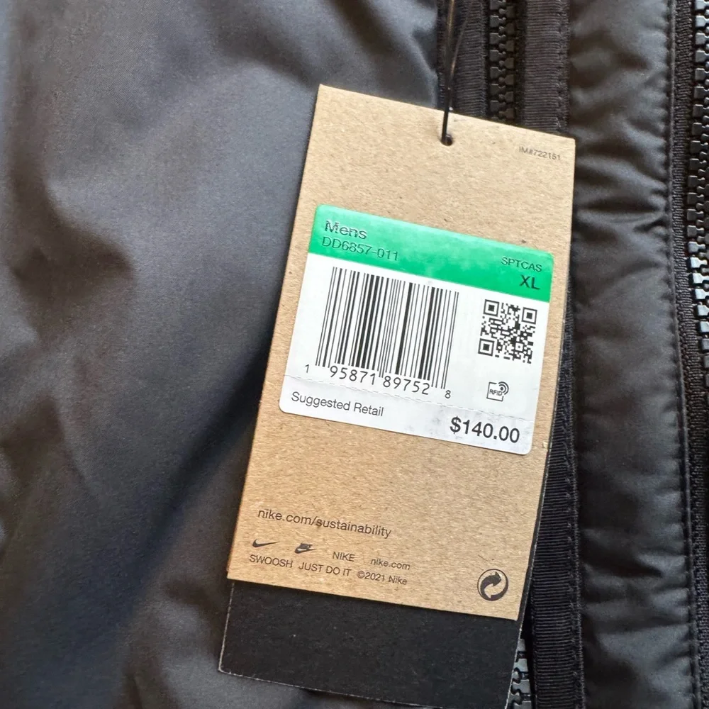 Nike Sportswear Therma-FIT Legacy Fleece Lined Hooded Jacket Black Size XL New - Picture 2 of 8